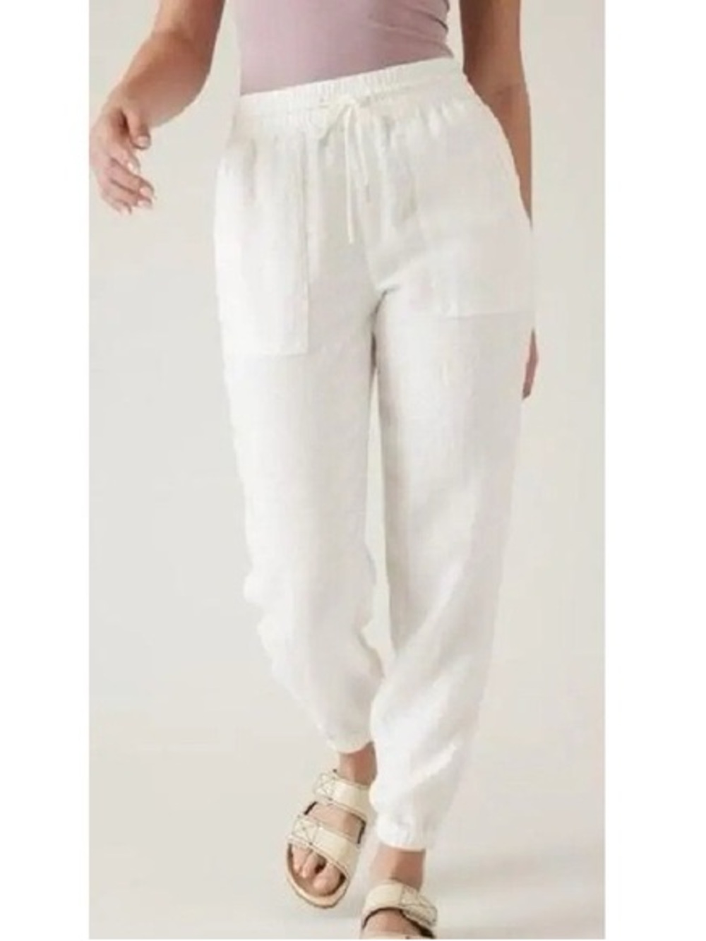 Athleta White linen Jogger Pants
